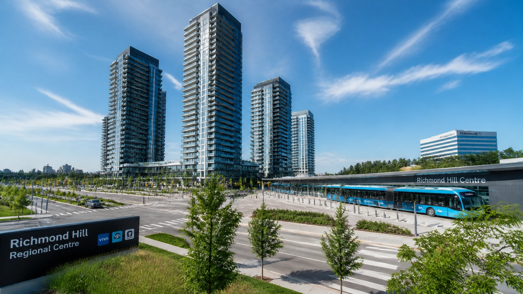 Aerial view of Richmond Hill Regional Centre showcasing urban connectivity