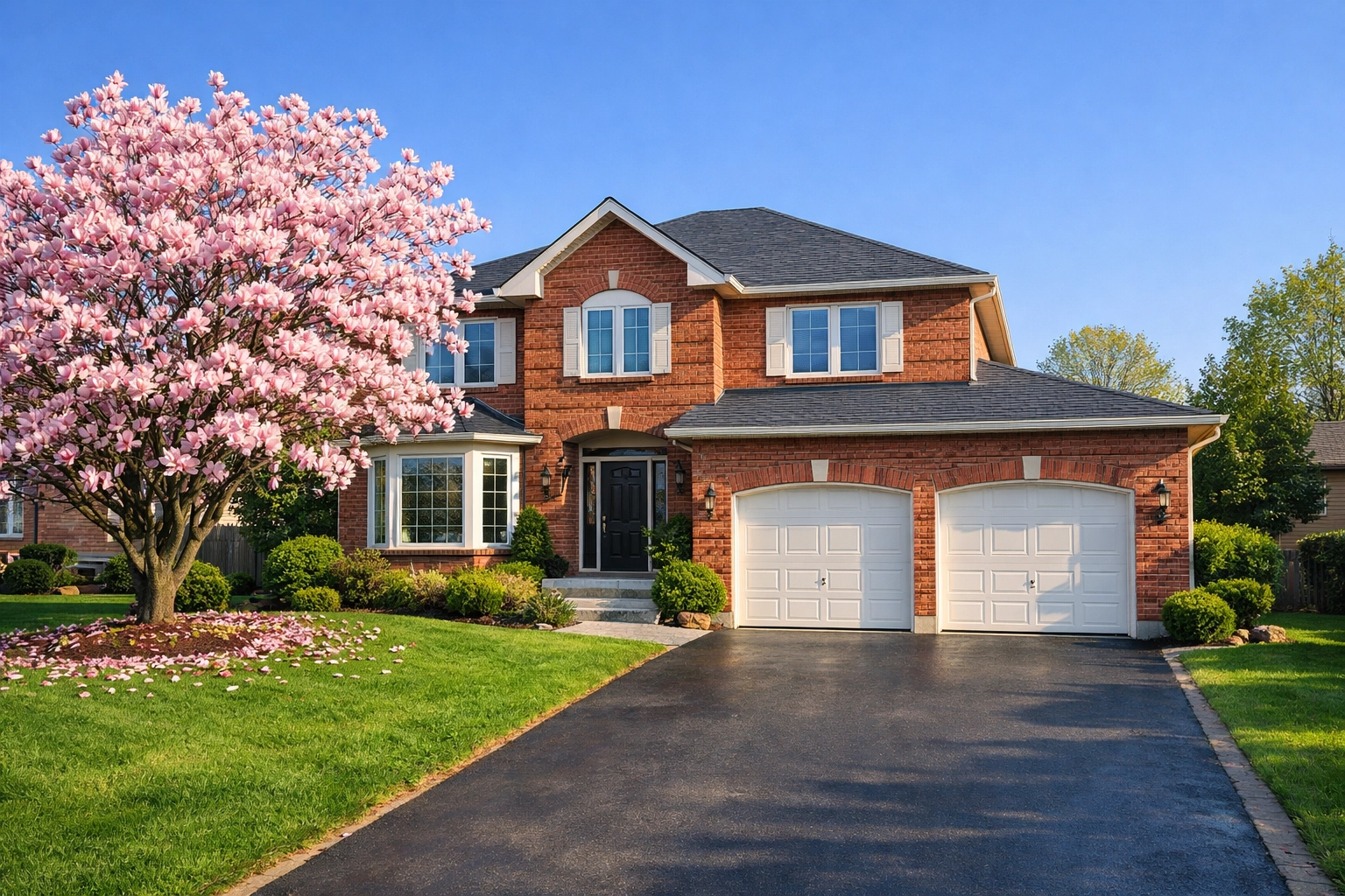 A beautiful detached brick home in a Newmarket neighbourhood during the Spring 2026 real estate season.