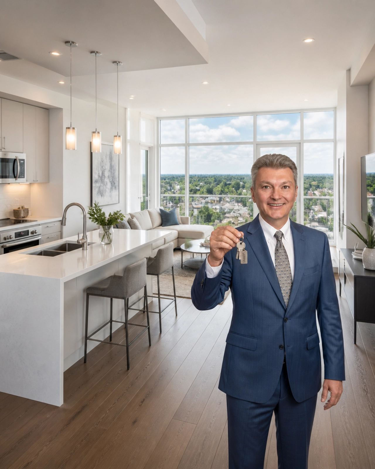 Luxurious modern condo interior in Richmond Hill with quartz countertops and stainless steel appliances
