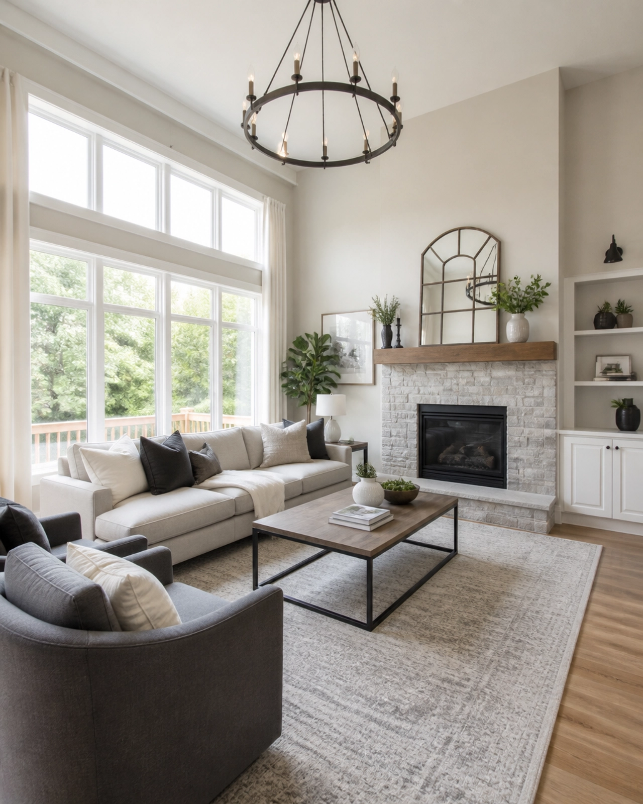 A modern, bright living room with fresh neutral paint and high-end staging to attract 2026 buyers