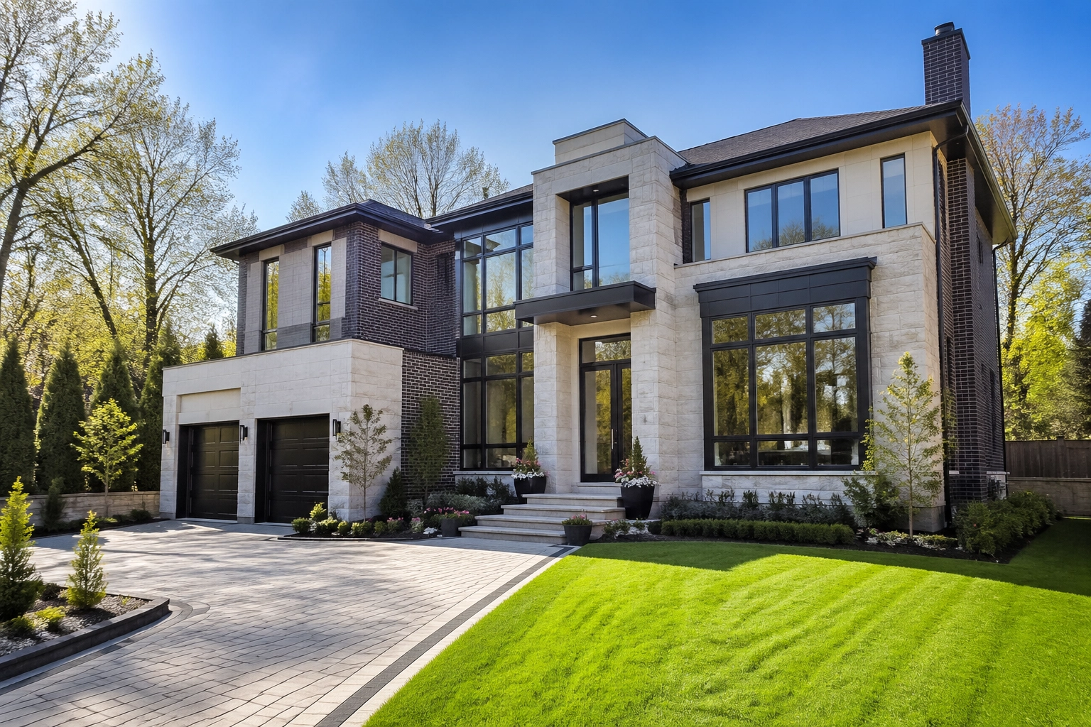 Modern detached investment home in an Ontario suburb during the active spring real estate market.