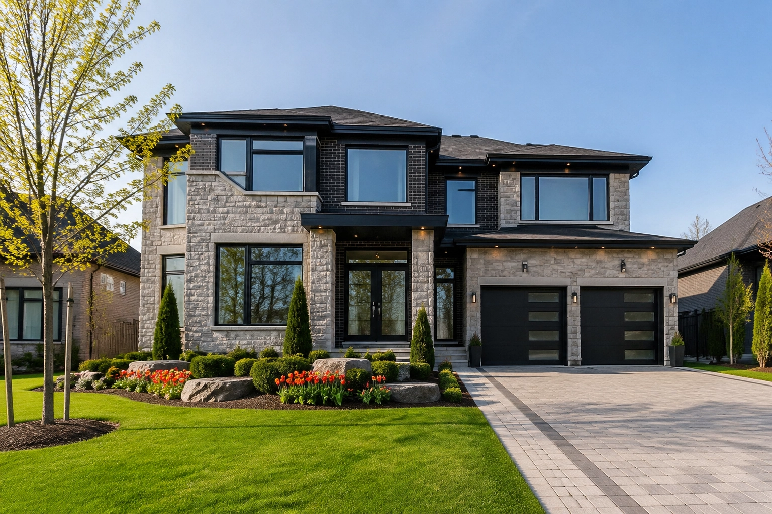 Modern detached investment property in Ontario with spring curb appeal, perfect for real estate investors.