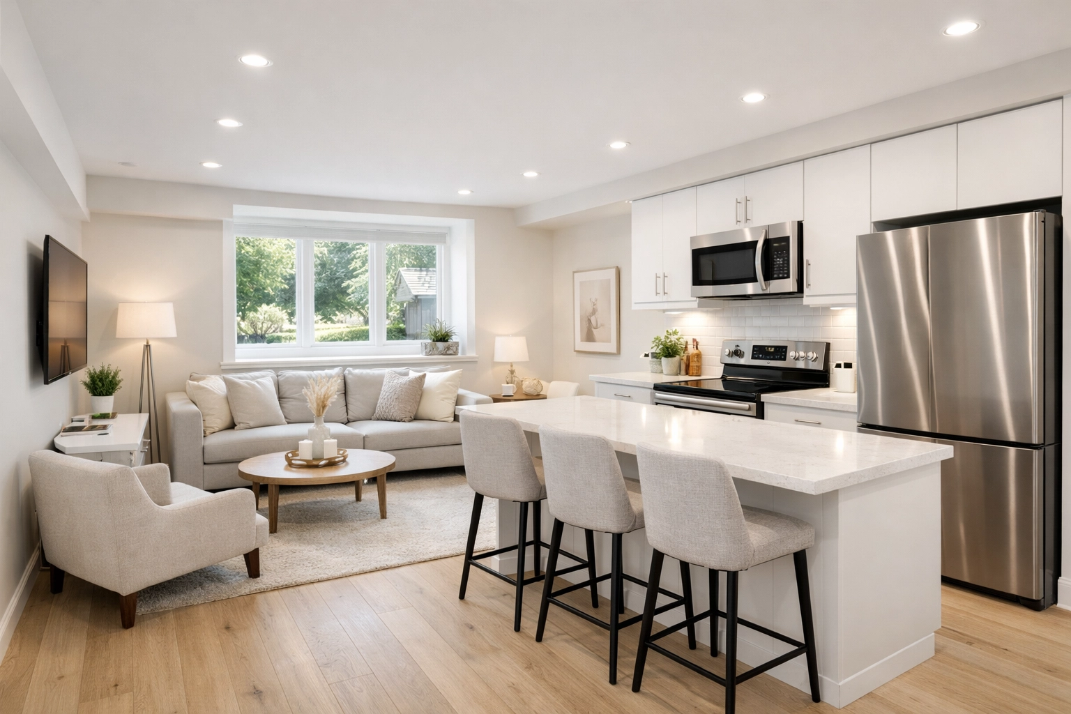 Modern interior of a high-end secondary suite in Markham, showcasing dual income investment potential.