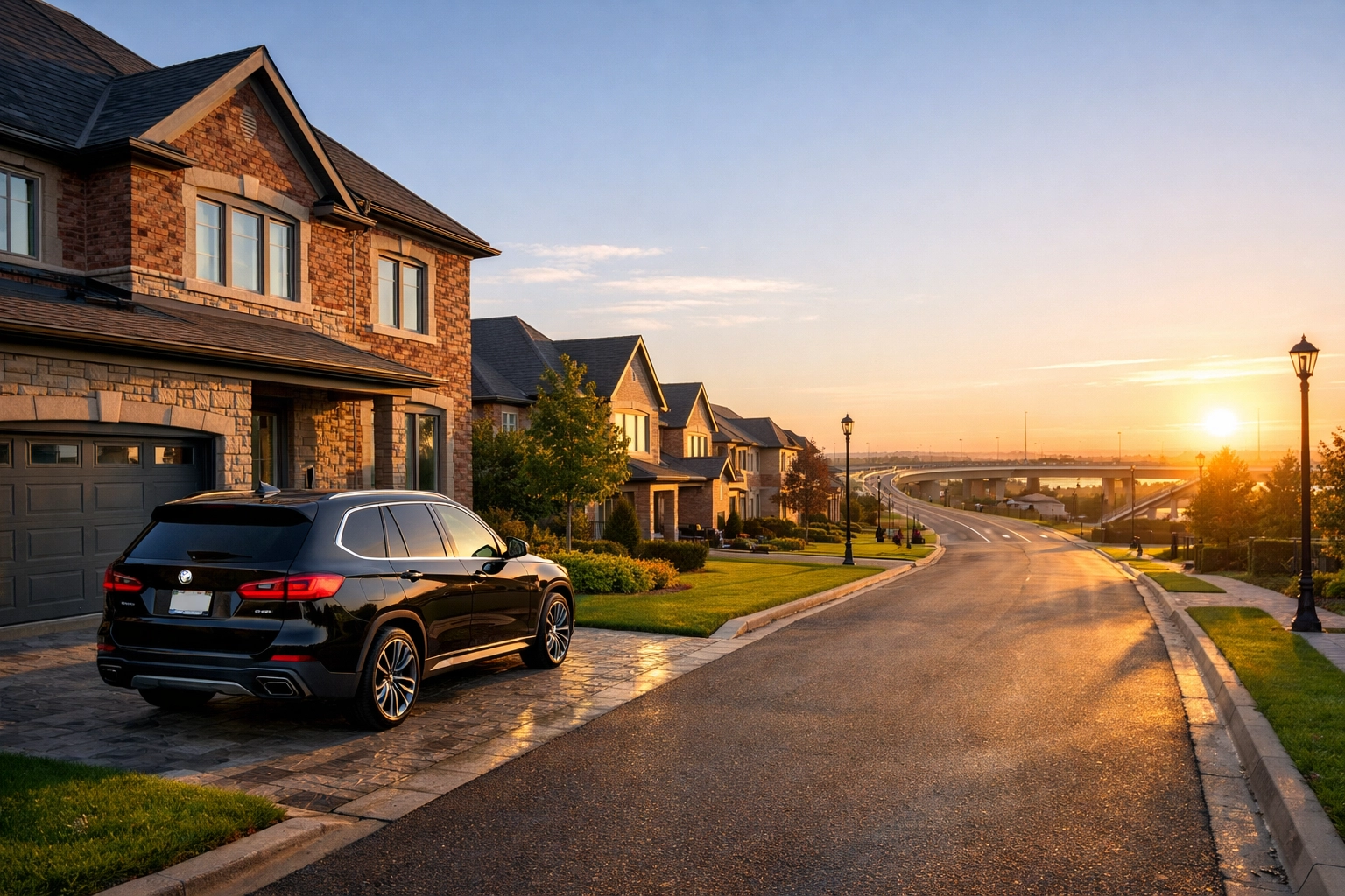 Modern suburban home in Bradford Ontario near major highways for commuters.