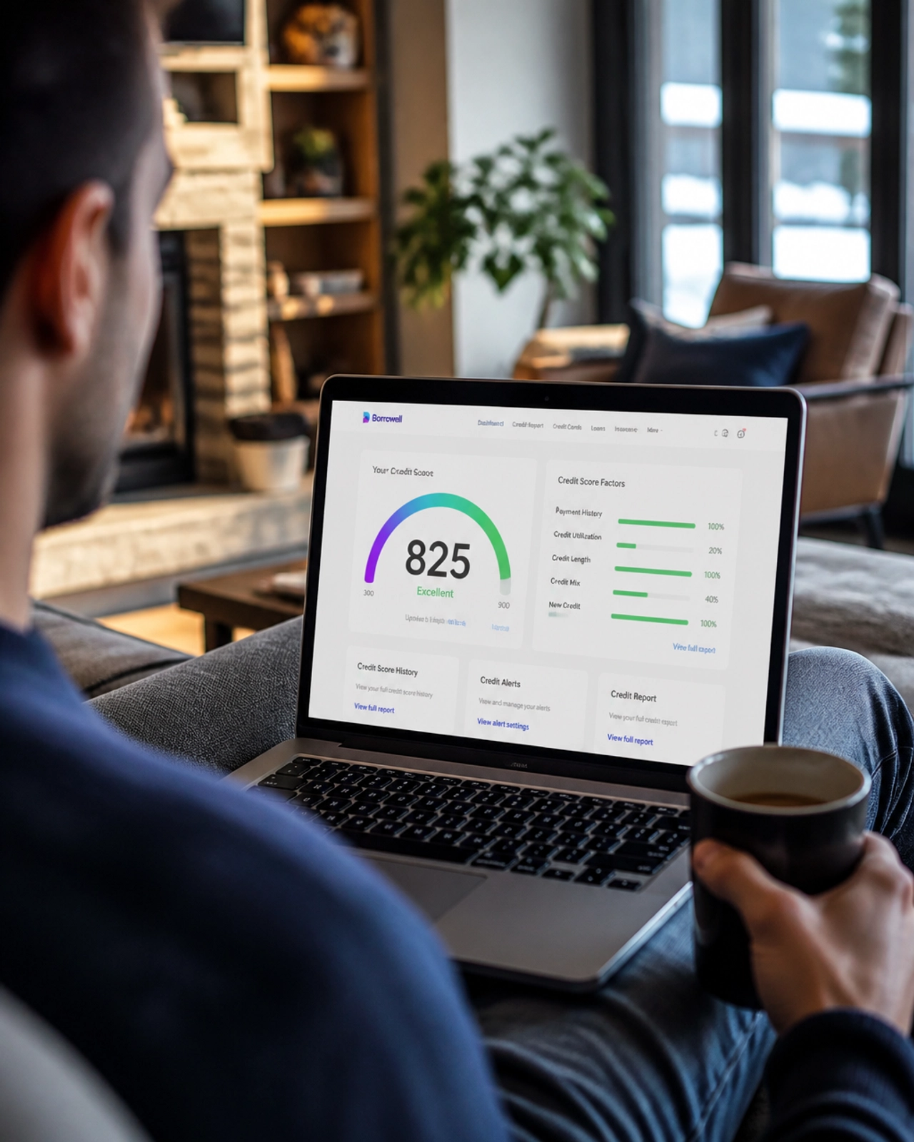 A person tracking their financial progress on a laptop in a cozy home