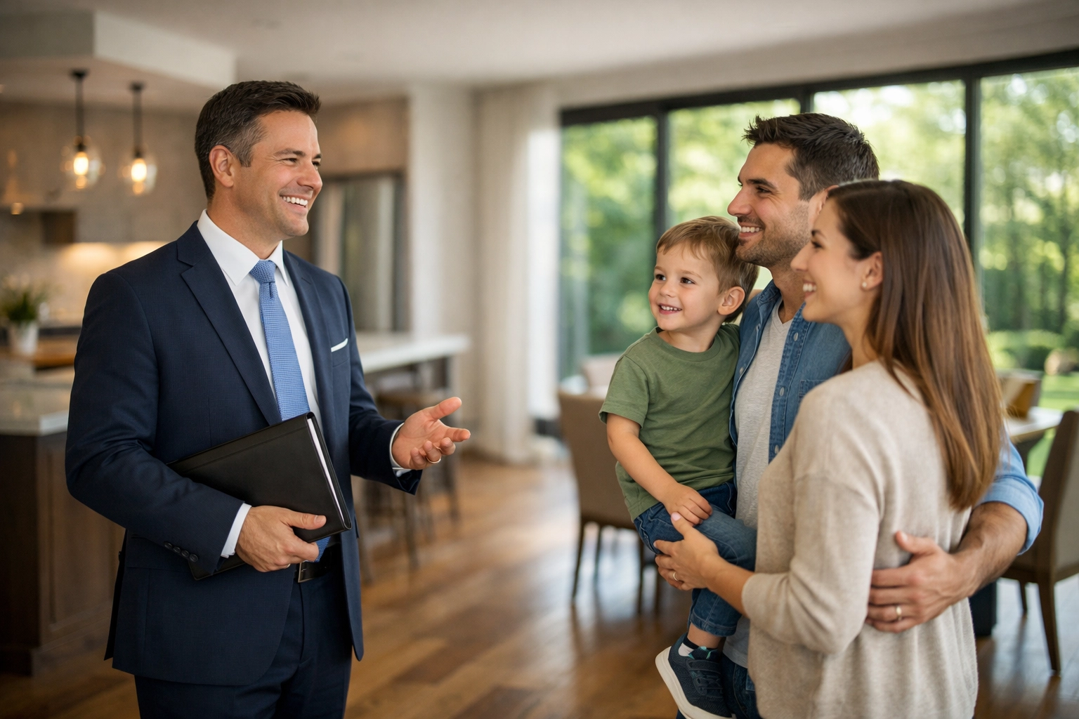 Русскоговорящий риелтор в Торонто BuyRealty.ca Real Estate Brokerage консультирует семью в новом доме в Ричмонд-Хилле.